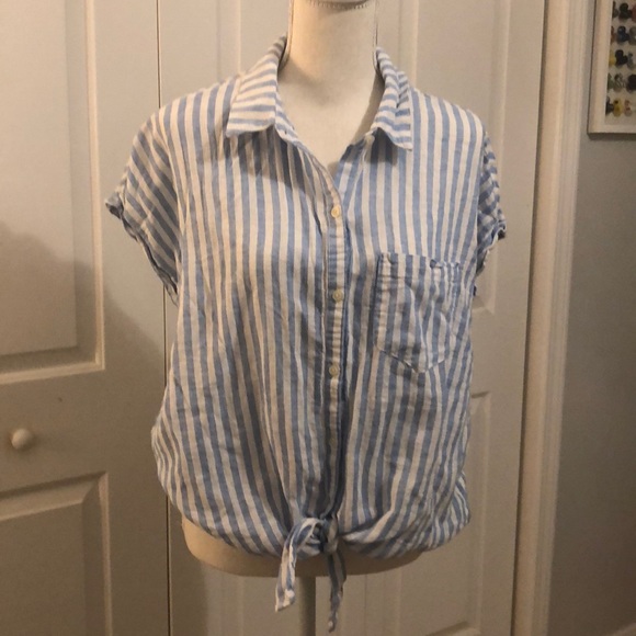 Old Navy Tops - Old Navy Striped Tie-Front Shirt